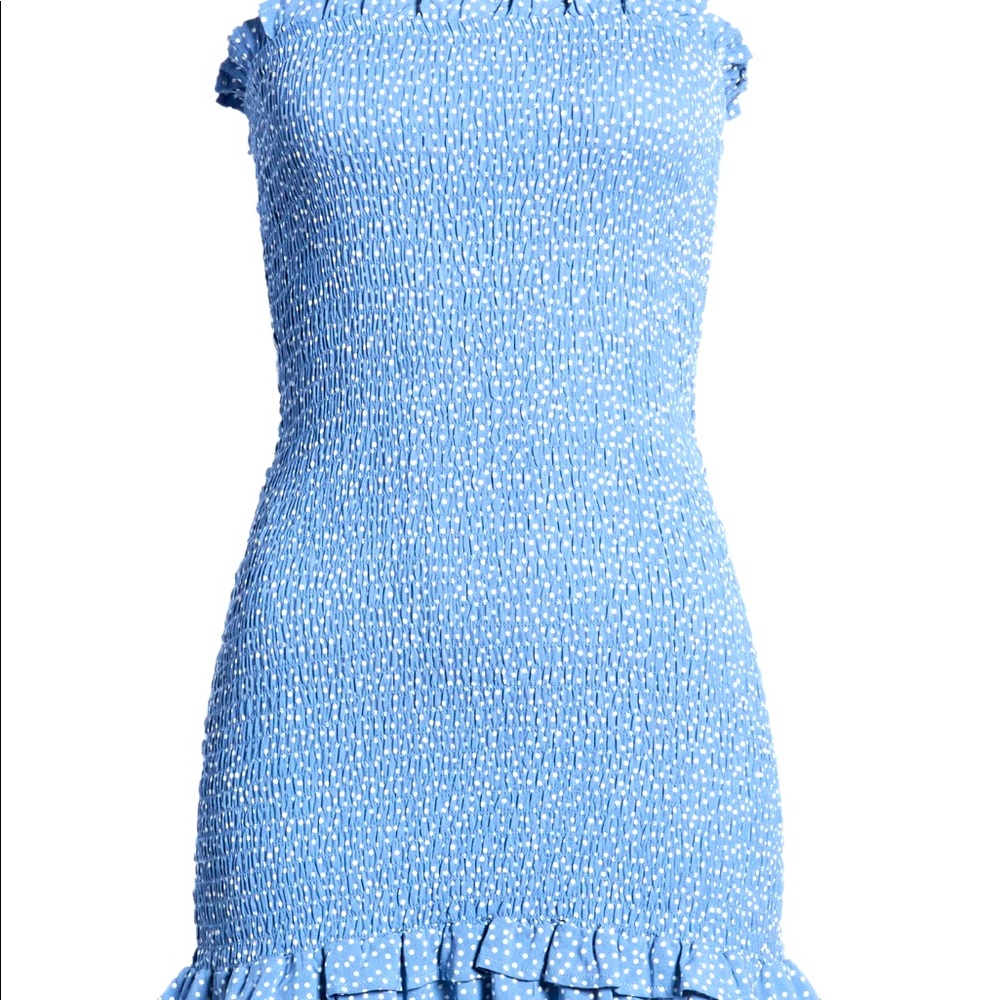 Mini dress Blue FloralSmocked Beautiful Flirty NWT